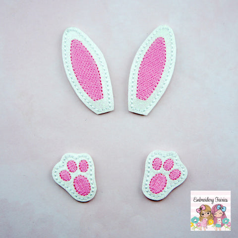 Bunny Ears and Feet Bow Pieces