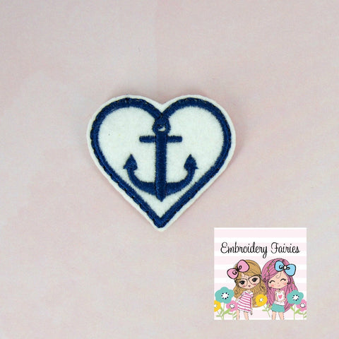 Heart Anchor Feltie File - Nautical Embroidery File - ITH Embroidery File - Planner Clip Embroidery File - Machine Embroidery Design