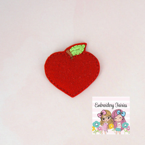Apple Heart Feltie File - Teacher Embroidery File - ITH Embroidery File - Planner Clip Embroidery File - Machine Embroidery Design