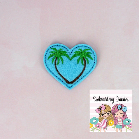Palm Tree Heart Feltie - ITH Design - Embroidery Digital File - Machine Embroidery Design - Summer Embroidery File - Palm Tree Feltie
