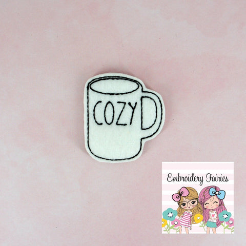 COZY Coffee Mug Feltie File - Coffee Embroidery File - ITH Design - Digital File - Machine Embroidery Design - Planner Embroidery File