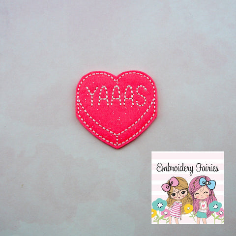 YAAAS Conversation Feltie File - Heart Embroidery File - Valentines Day Feltie - Feltie Design - Feltie Pattern - Candy Feltie