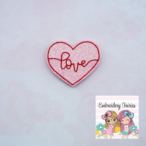 Love Heart Feltie Design - Love Feltie - Feltie Download - Planner Clip Design - Valentines Day Feltie - Feltie Pattern - Feltie Design