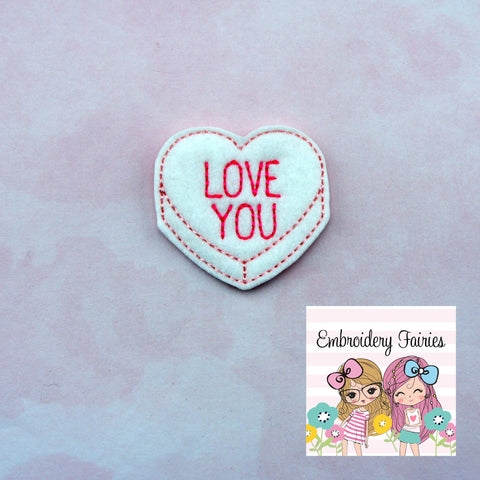 Love You Conversation Feltie File - Heart Embroidery File - Valentines Day Feltie - Feltie Design - Feltie File - Machine Embroidery Design