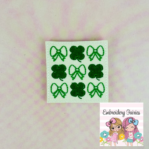 Bows And Clovers Square Feltie Design