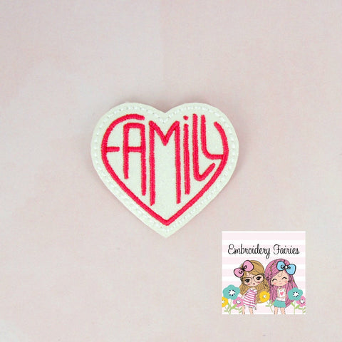Family Heart Feltie File - Heart Embroidery File - ITH Embroidery File - Planner Clip Embroidery File - Machine Embroidery Design