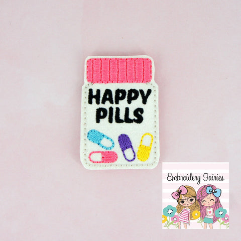 Happy Pills Feltie File - Funny Embroidery File - ITH Embroidery File - Planner Clip Embroidery File - Machine Embroidery Design