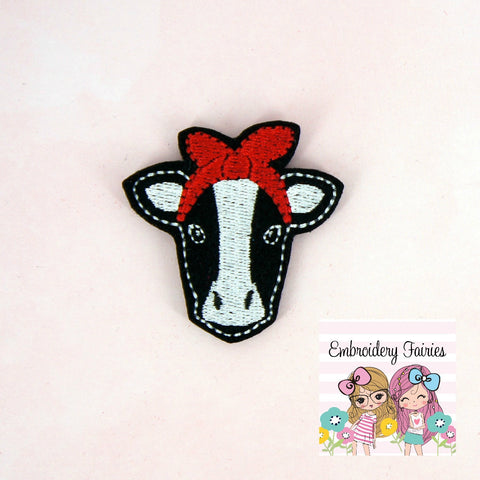 Cow Wearing Bandana Feltie File - Cow Feltie - ITH Design - Embroidery Digital File - Machine Embroidery Design - Heifer Embroidery File