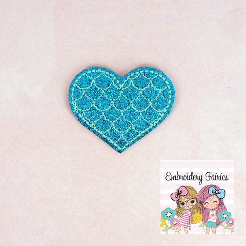 Mermaid Scale Heart Feltie - Digitial Embroidery File - Machine Embroidery Design - Embroidery Design- Mermaid Feltie - Heart Feltie