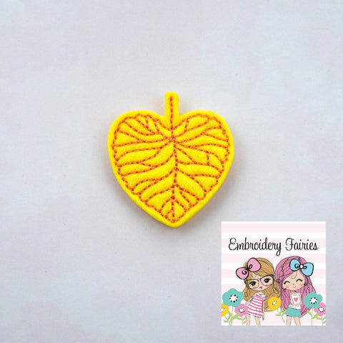 Heart Leaf Feltie File - Fall Feltie Design - ITH Design - Embroidery Digital File - Embroidery Design - Embroidery File - Feltie Design