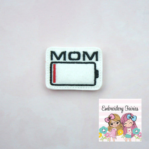 Mom Battery Low Feltie File - Mom Feltie Design - Embroidery Digital File - Embroidery Design - Embroidery File - Feltie Design - Feltie