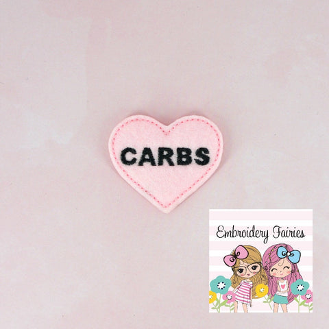 Carbs Heart Feltie File - I Love Carbs Feltie - ITH Design - Embroidery Digital File - Machine Embroidery Design - Embroidery File