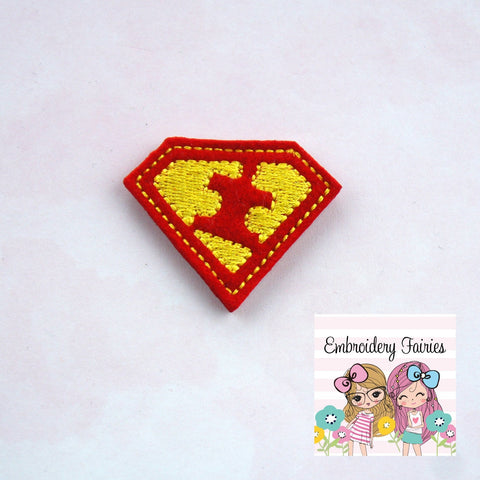 Autism Superhero Feltie File - Feltie - ITH Embroidery Design - Embroidery Digital File - Machine Embroidery Design - Autism Awareness