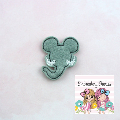 Mouse Elephant Feltie File - Safari Feltie  - ITH Embroidery File - Medical Embroidery File - Machine Embroidery Design