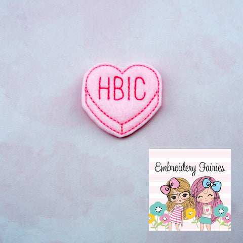 HBIC Conversation Feltie File - Heart Embroidery File - Valentines Day Feltie - Feltie Design - Feltie -Machine Embroidery Design