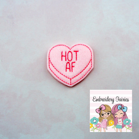Hot AF Conversation Feltie File - Heart Embroidery File - Valentines Day Feltie - Feltie Design - Feltie -Machine Embroidery Design