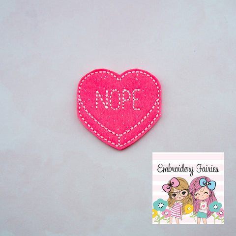 Nope Conversation Feltie File - Heart Embroidery File - Valentines Day Feltie - Feltie Design - Feltie Pattern - Candy Feltie