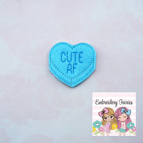 Cute AF Conversation Feltie File - Heart Embroidery File - Valentines Day Feltie - Feltie Design - Feltie -Machine Embroidery Design