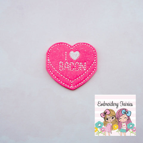 I Love Bacon Conversation Feltie File - Heart Embroidery File - Valentines Day Feltie - Feltie Design - Feltie Pattern - Candy Feltie