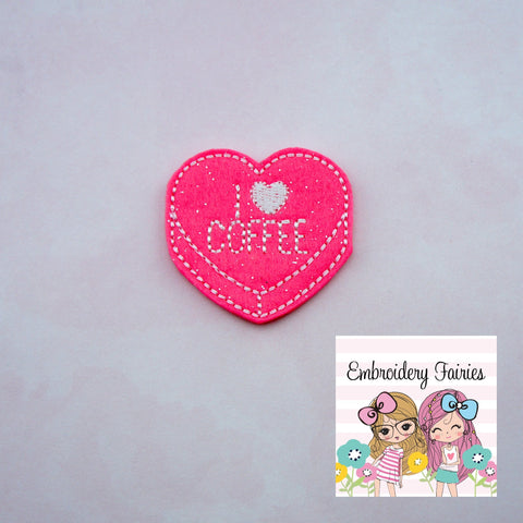 I Love Coffee Conversation Feltie File - Heart Embroidery File - Valentines Day Feltie - Feltie Design - Feltie Pattern - Candy Feltie