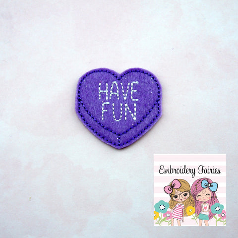 Have Fun Conversation Feltie File - Heart Embroidery File - Valentines Day Feltie - Feltie Design - Feltie Pattern - Candy Feltie