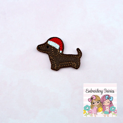 Dachshund Santa Feltie File - Christmas Feltie - ITH Embroidery Design - Embroidery Digital File - Santa Feltie - Dog Feltie - Feltie Design