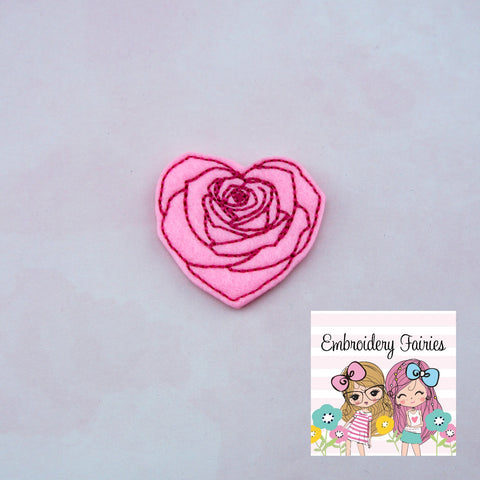 Rose Heart Feltie File - Rose Feltie - Rose Feltie Design - Embroidery Digital File - Machine Embroidery Design - Feltie Design - Feltie