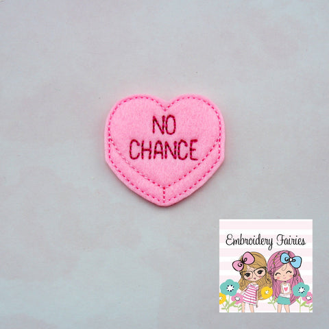 No Chance Conversation Feltie File - Heart Embroidery File - Valentines Day Feltie - Feltie Design - Feltie - Machine Embroidery Design