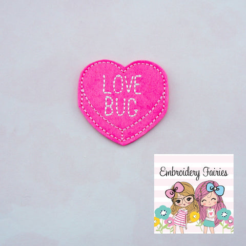 Love Bug Conversation Feltie File - Heart Embroidery File - Valentines Day Feltie - Feltie Design - Feltie File - Machine Embroidery Design