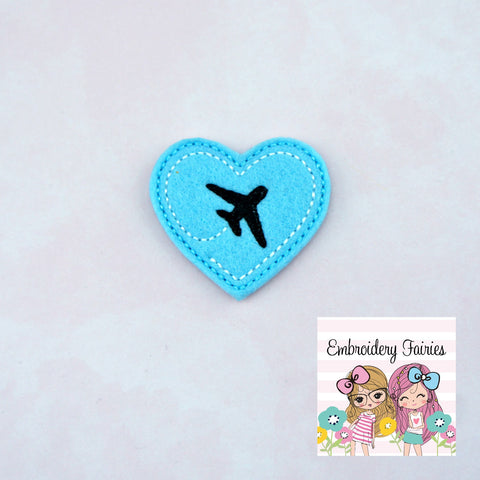 Airplane Heart Feltie File -  Feltie Design - ITH Embroidery - ITH Feltie Design - Feltie File - Feltie Pattern - Travel Feltie Design