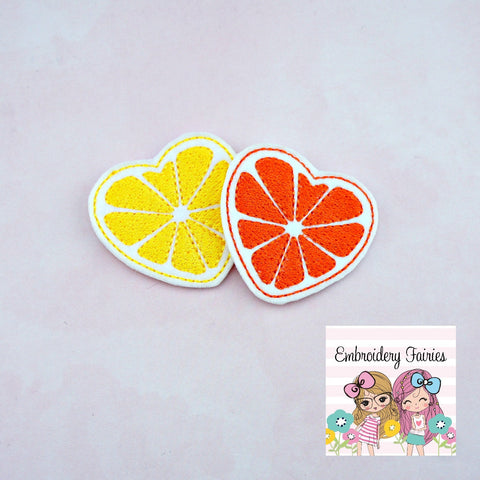 Citrus Heart Feltie File - Lemon Feltie Design - Feltie Design - Digital Embroidery File - Feltie File - Orange Feltie - Lemon Feltie