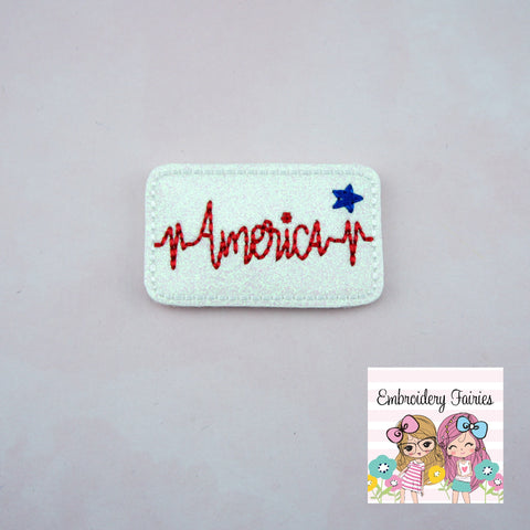 America EKG Feltie Design - Patriotic Feltie Design - ITH Embroidery File - Feltie Design - Embroidery Design - Feltie File - EKG Feltie