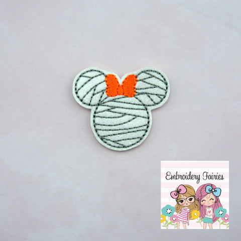Girl Mouse Mummy Feltie File - Halloween Feltie - Mummy Feltie - Machine Embroidery Design - Feltie Designs - Feltie Pattern - Feltie File