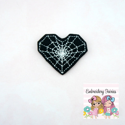 Spider Web Heart Feltie File - Halloween Feltie - Feltie Design - Embroidery Digital File - Machine Embroidery Design - Embroidery File