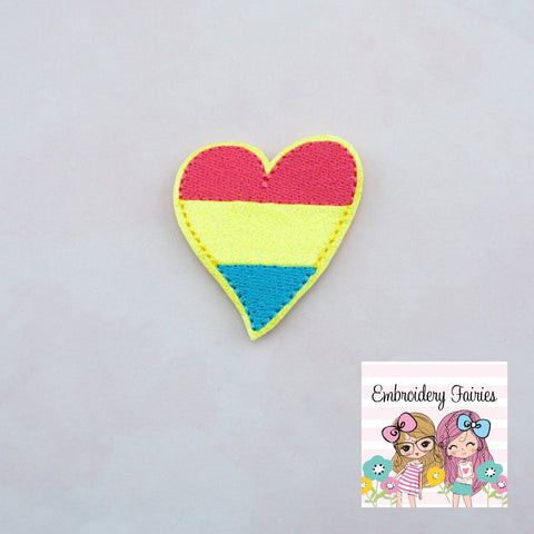 Pansexual Pride Heart Feltie - Pansexual Pride Feltie - Machine Embroidery Design - Embroidery Design - Feltie Design - Feltie Pattern