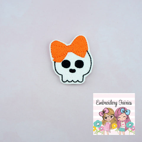 Skull With Bow  Feltie File - Feltie Design - Halloween Feltie - Feltie File  - Halloween Embroidery Design